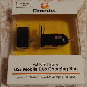 Black USB Mobile Duo Charging Hub - Car USB Charger